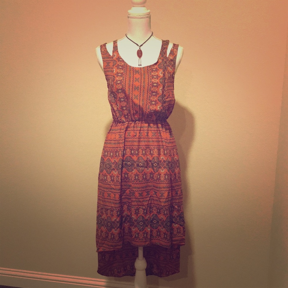 Orange high-low dress
